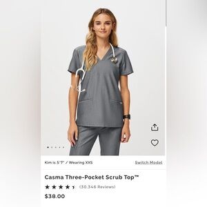 Figs graphite Casma three pocket scrub top size M